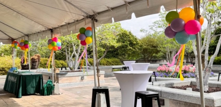 Tent Topiaries with Ribbon