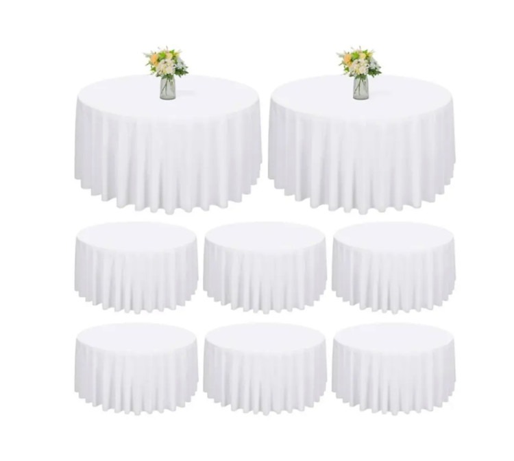 120’’ Round White  Linen