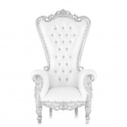 white and silver throne chair