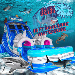 Shark Beach Dual Lane Waterslide - 18 ft
