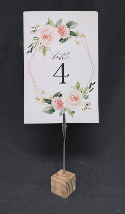 Wooden Block Table Number Holder