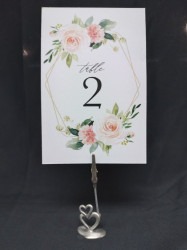 Silver Double Heart Table Number Holder Clip