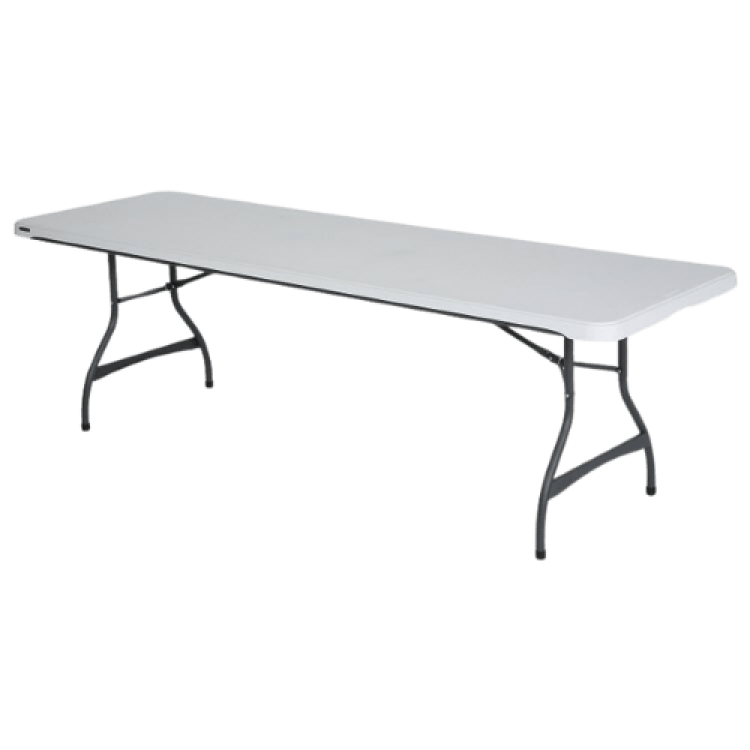 8 ft x 30 in Long Table - White Plastic