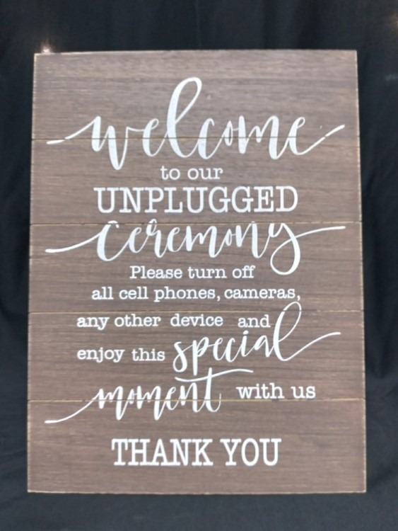 Welcome To Unplugged Ceremony Sign