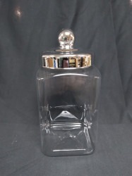 Rectangular Plastic Candy Jar w/ Silver Lid