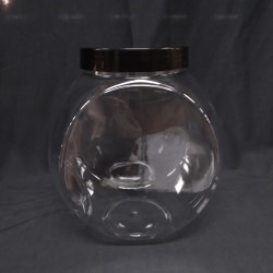 Round Plastic Candy Jar w/ Black Lid