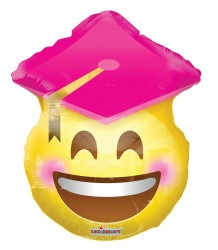 18 in Smiley Grad Pink Shaped