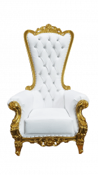 Throne Chair White with Gold trim