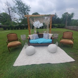 Wood Small Couch with Cushion