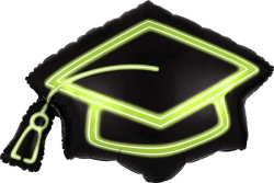 Supershape Anagram Neon Green Graduation Cap