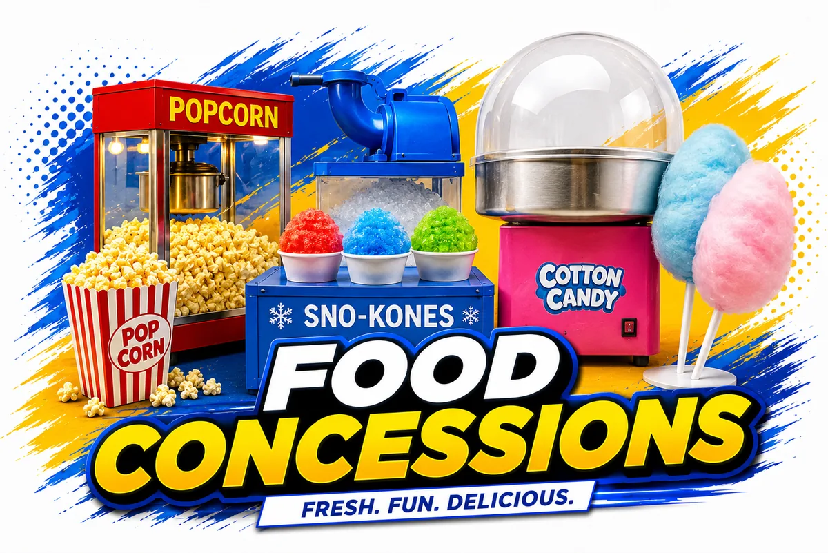 Popcorn, sno-kone and cotton candy concession rentals